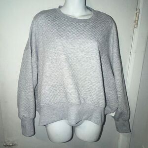 EBB & FLOW Cozy Grey Quilted Relaxed Fit Sweatshirt-M NWT!